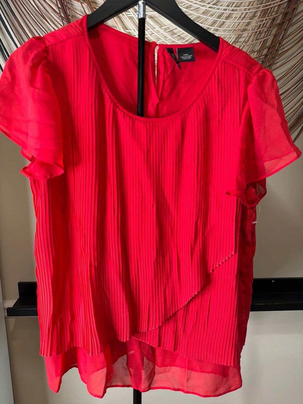 New direction, red pleated blouse xl petite 3482